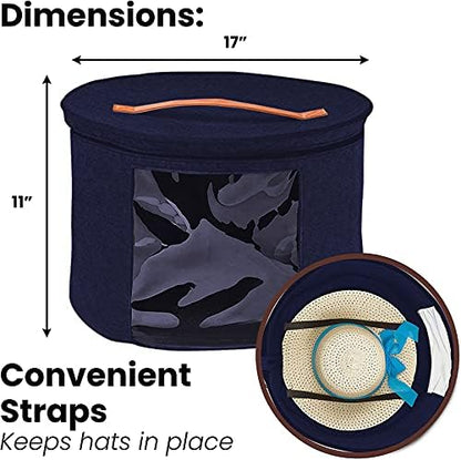 Hat boxes for Women Storage Large Round Blue 17 x 11