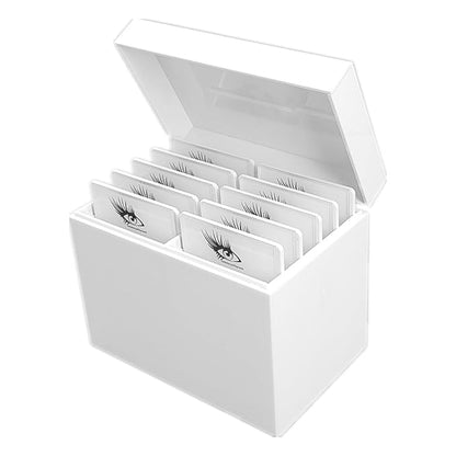 10 Layers Acrylic Eyelash Storage Box,Eyelash Holder Extension Tool,Makeup Organizer False Eyelashes Glue Pallet Holder, Grafting Eye lashes Close-Packed Display with 10 Pallets (White)