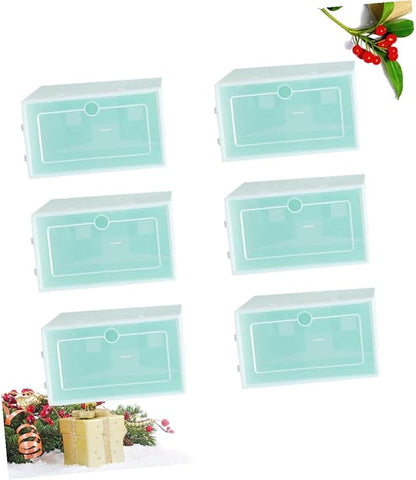 NUOBESTY 6PCS Transparent Stackable Shoe Boxes with Thickened Plastic Space-saving Green Shoe Containers for Sneakers Closet and Entryway Organizer