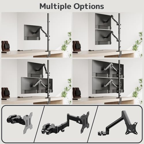 31.6" Steel Extra Tall 2-Section Monitor Arm Pole with C-Clamp/Grommet Base - Image 6
