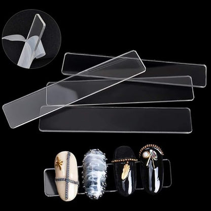 BetterJonny 1PCS Transparent Acrylic Nail Art Display Holder, 50PCS Stand With 3M Double Sided Tape for Professional Salon False Sample Display