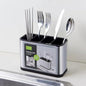 Countertop Cutlery Drying Holder Utensil Holder Stainless Steel Cutlery Drainer Tableware Holder Box Tabletop Separated Fork Chopstick Kitchen Storage Cutlery Utensil Organizer