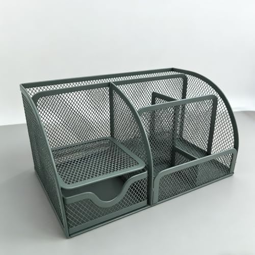 Fengtaiyuan T20, Forest Green Metal Mesh Desk Organizer with Drawer, 8.66x5.12x5.51 inch Multi-functional Desktop Storage Caddy for Office, School, Art Supplies (T20) by Fengtaiyuan