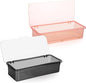 DOITOOL Spoon Organizer 2 Pcs Flatware Tray with Lid and Drainer- Black and Pink Transparent Plastic Silverware Holder- proof Silverware Tray for Drawer for Home Kitchen Accessories