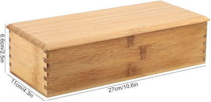 Chopsticks Storage Box with Lid - Bamboo Silverware Storage Utensil Drawer Organizer - Japanese Chopsticks Boxes with Lid - Cutlery Box Utensil Holder Container for Home Kitchen