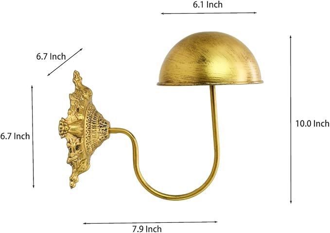 Owlgift Rustic Gold Wall Mounted Hat Holder Set of 2 – Vintage Style Iron Cap Rack with Dome Top for Hats, Helmets, Wigs & Scarves – Decorative Wall Hook for Entryway, Home, Cafe, or Boutique