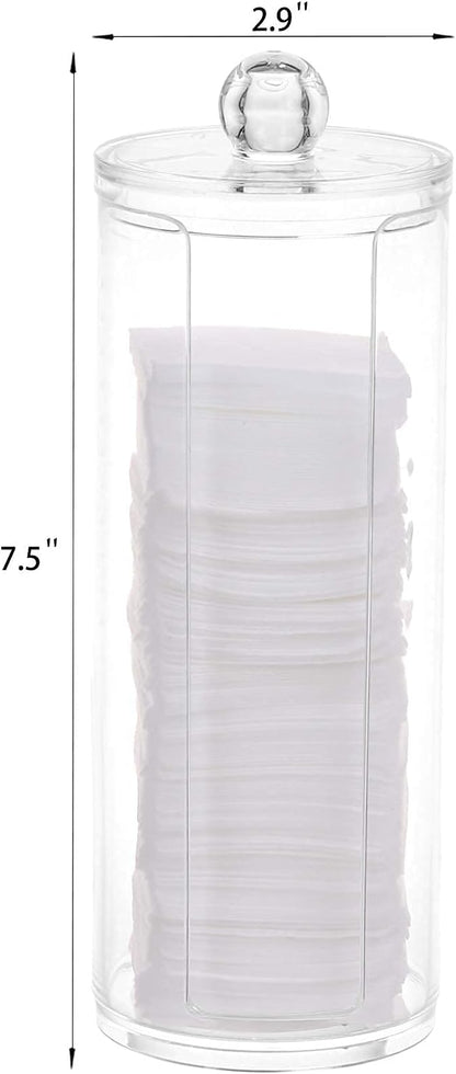 Tecbeauty Cotton Pad Holder Makeup Pads Cotton Swab Dispenser for Bathroom Storage,Clear, Acrylic, 2.9x7.5 inch