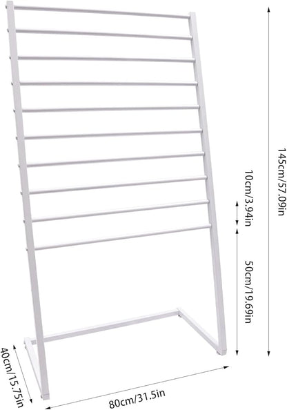 Scarf Display Stand, 10 Tier Metal Scarf Holder Organizer, Scarf Hanger Scarf Holder Scarf Organizer Belt Organizer Pants Rack Scarf Rack for Commercial Clothing Retail Store (White, 80cm)
