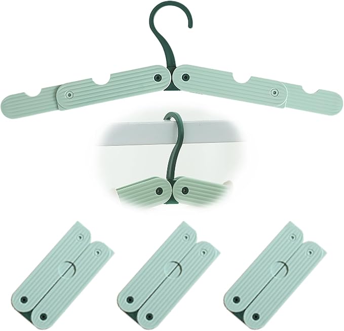 Foldable Travel Hangers, ABS Plastic, Expandable 10-15 Inch, Heavy Duty Clothes Hangers with Space Saving Design for Business Trips (Green 3PCS)
