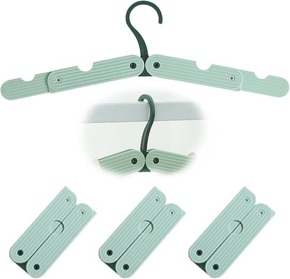 Foldable Travel Hangers, ABS Plastic, Expandable 10-15 Inch, Heavy Duty Clothes Hangers with Space Saving Design for Business Trips (Green 3PCS)