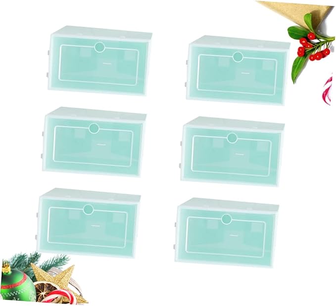 6pcs Sturdy Stackable Shoe Box Storage Containers Lids for Closet Entryway under Clothing Rack Home and Office