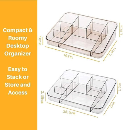 SUNFICON Makeup Tray Organizer Cosmetic Display Case Office Stationery Storage Holder Countertop Storage Unit Makeup Box for Bathroom Drawers,Vanities Office Desk,Washable Crystal Clear Acrylic