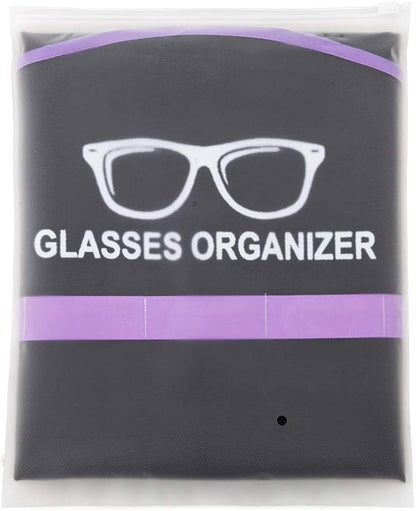 TRIUMPH VISION Black Purple Hanging Sunglasses Organizer Storage - Wall Mounted Glasses Holder Closet 15 Slots Eyeglass Display
