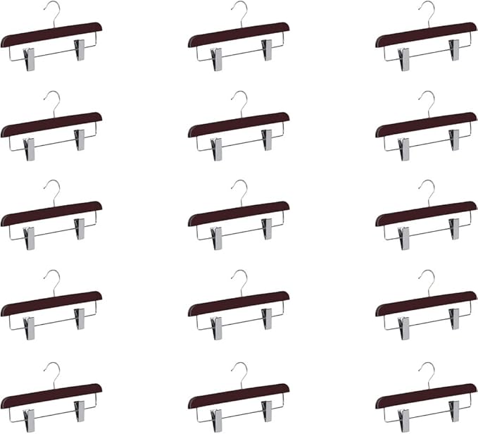 Abs Plastic Trouser Skirt Hangers, Perfect for Skirts, Pants, Slacks, Jeans, and More Set of 15 - Burgundy