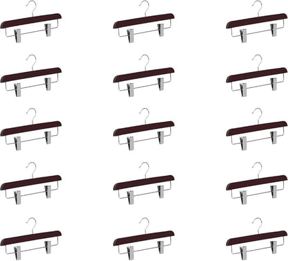 Abs Plastic Trouser Skirt Hangers, Perfect for Skirts, Pants, Slacks, Jeans, and More Set of 15 - Burgundy
