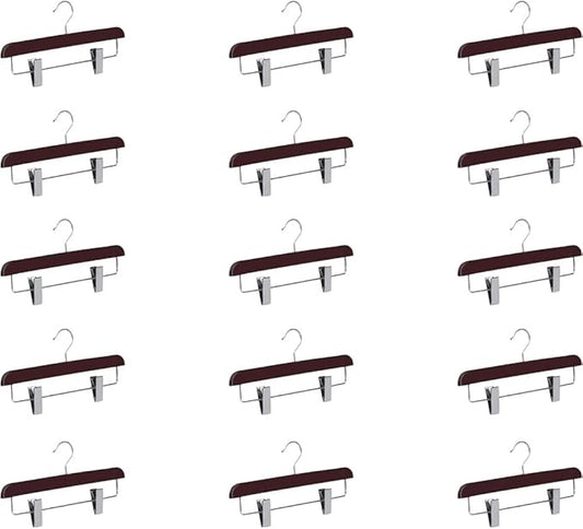 Abs Plastic Trouser Skirt Hangers, Perfect for Skirts, Pants, Slacks, Jeans, and More Set of 15 - Burgundy