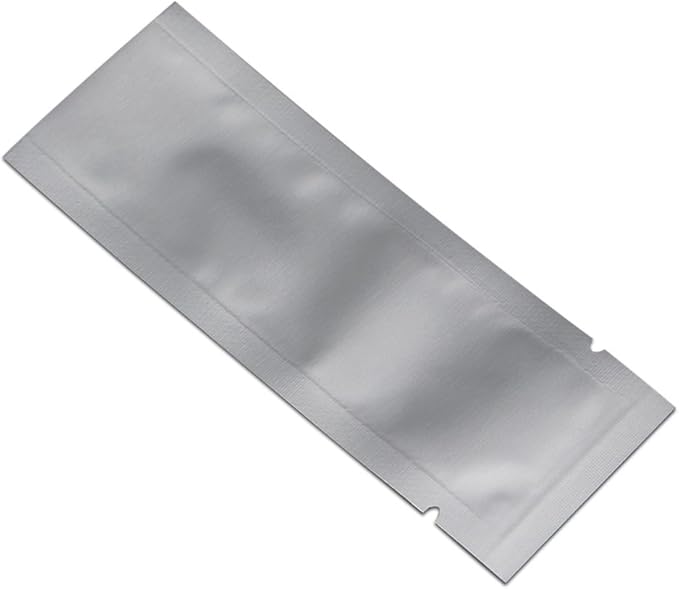 PABCK 100Pcs 1.57x5.51 inch(Inside Size 1.18x5.12 inch) Coffee Powder Food Storage Heat Sealable 3.34mil Mylar Pure Foil Bag Vacuum Pouch Travel Packets for Sample Shampoo Liquids Toiletries Packaging