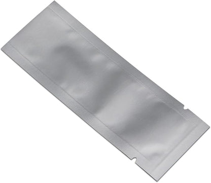 PABCK 100Pcs 1.57x5.51 inch(Inside Size 1.18x5.12 inch) Coffee Powder Food Storage Heat Sealable 3.34mil Mylar Pure Foil Bag Vacuum Pouch Travel Packets for Sample Shampoo Liquids Toiletries Packaging