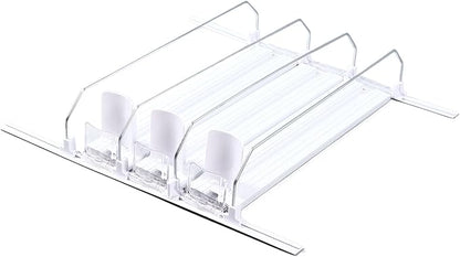 ABS Drink Organizer for Fridge,Automatic Pusher Glide Soda Can Organizer,12oz 16oz 20oz Soda Dispenser Soda Dispenser,Width Adjustable Pusher Glide,38cm (White)