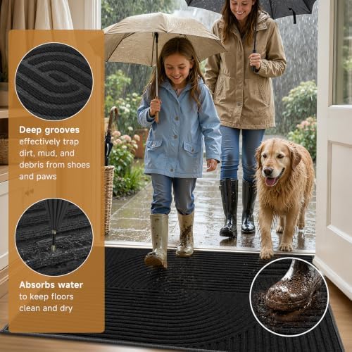 HEBE Front Door Mat Outside Entrance 28"x48", Washable Welcome Doormat - Image 3