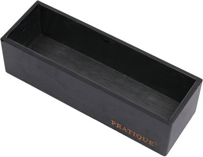 PRATIQUE Bamboo Drawer Organizer - Kitchen Utensil Organizer Silverware Tray Cutlery Holder，Office Desk Supplies and Accessories,8.9 * 3 * 2.6inch,Black