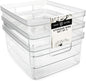 Isaac Jacobs 3-Pack Medium Clear Storage Bins (8” L x 10” W x 4.25” H) w/Cutout Handles, Plastic Organizer for Home, Office, Kitchen, Fridge/Freezer, Bathroom, BPA Free, Food Safe (3-Pack, Medium)