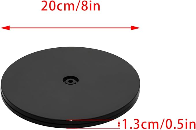 1 Pcs Black 8 inch Acrylic Lazy Susan Rotating Turntable Organizer Bearings - Round Swivel Plate for Spice Rack, Table, Cake, Kitchen Pantry
