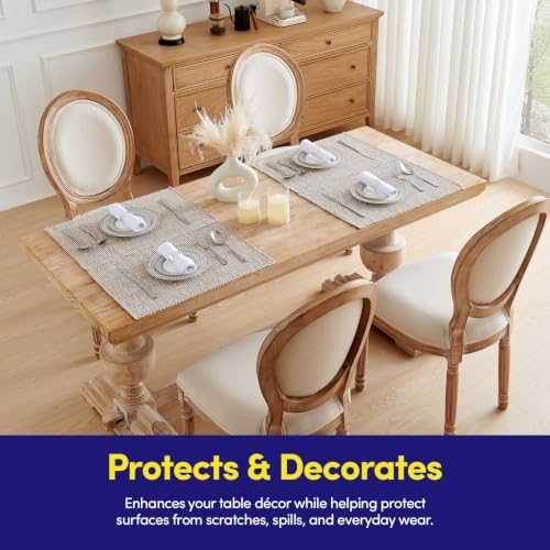 Sweet Home Collection 100% Cotton Placemats for Dining Room Rectangle Two Tone Woven Fabric 13" x 19" Soft Durable Table Mat Set, Set of 6, Taupe - Image 6