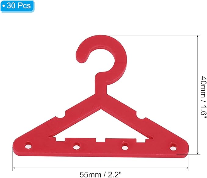 PATIKIL 30pcs Clothes Hanger Earring Holder, Mini Acrylic Coat Hangers Earring Hangers Hanger Rack Small for Earring Holder Organizer Stand Studs, Red