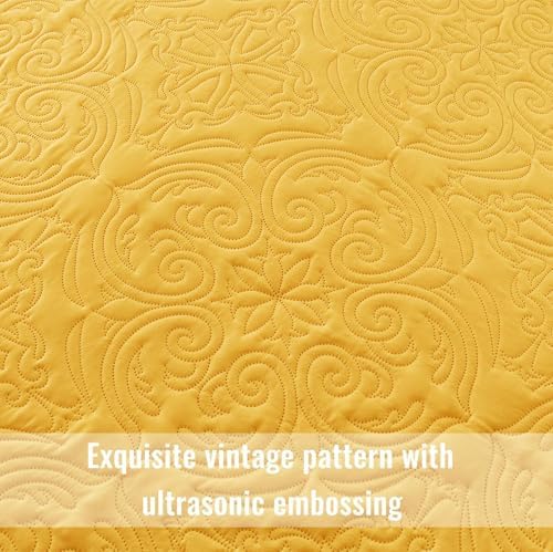Exclusivo Mezcla 3 Piece California King Quilt Bedding Set, Yellow - Image 4