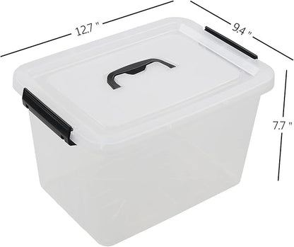 Zopnny 6-Pack 12 Quart Latch Box, Stackable Organizer Bins with Latching Lids, Clear Plastic Organization Containers for Closet, Bedroom, Shelving Units and Everyday Home Storage