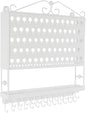 JR20-WH White Wall Mounted Organizer Necklace Holder Earring & Jewelry Display Rack with Tray