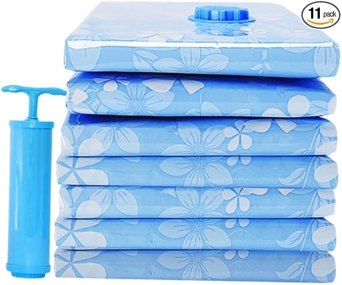 MAGICLULU 11pcs Vacuum Compression Bag Set Suction Bags for Flowers Airtight Storage for Clothes Bedding and More Space Saving for Travel and Home Organization