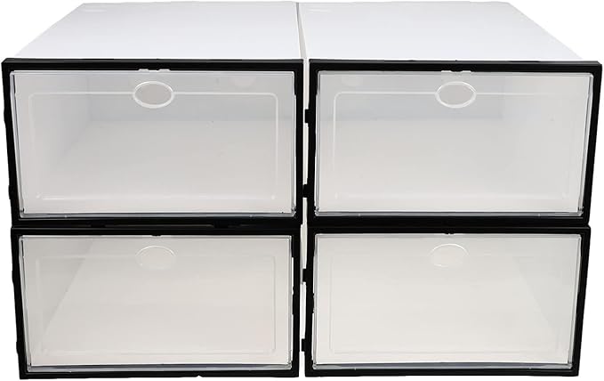 4 Pack Clear Plastic Shoe Boxes Shoes Holder Boxes for Storage Stackable