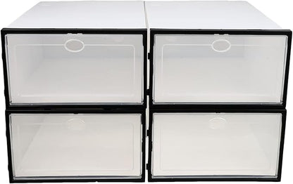 4 Pack Clear Plastic Shoe Boxes Shoes Holder Boxes for Storage Stackable