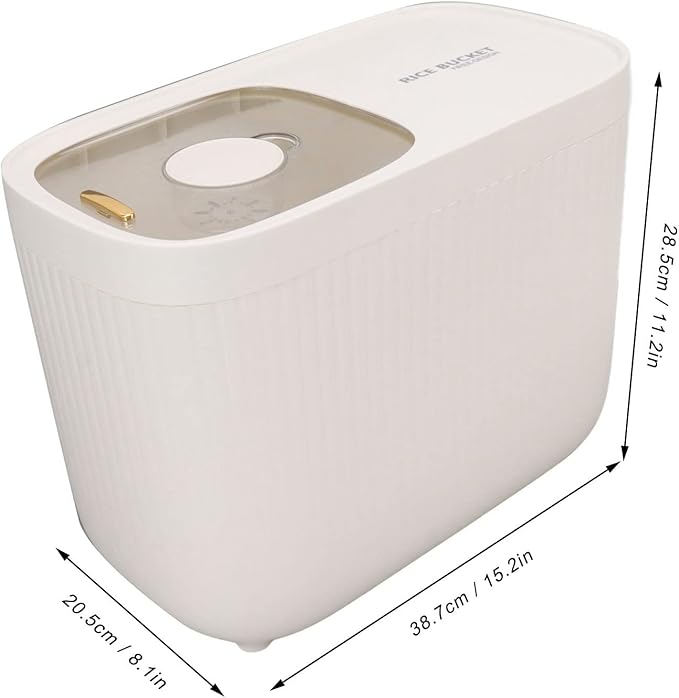 Diydeg Rice Storage Container, Large Plastic Rice Dispenser Cereal Dispenser, Food Storage Containers with Transpartent Airtight Lids and Rice Bowl for Rice Flour Cereal Bread Pantry (White)