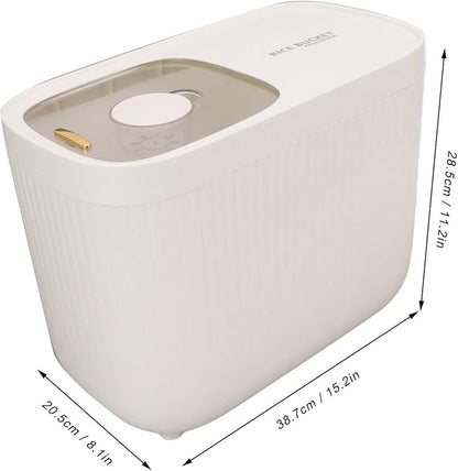Diydeg Rice Storage Container, Large Plastic Rice Dispenser Cereal Dispenser, Food Storage Containers with Transpartent Airtight Lids and Rice Bowl for Rice Flour Cereal Bread Pantry (White)