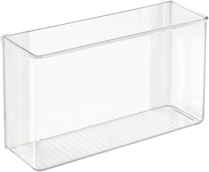 mDesign Plastic Adhesive Mount Storage Organizer Container for Kitchen or Pantry Wall Organization - Space Saving Holder for Sandwich Bags, Foil - 11" Wide - Ligne Collection - Clear