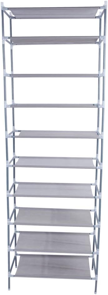Savins Simple Assembly 10 Tiers Non-woven Fabric Shoe Rack Gray