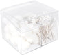 Adorila 4-Compartment Clear Organizer with Lid - Easy-Open Handle Box for Flossers, Hair Ties & Swabs - Dustproof Bathroom Storage