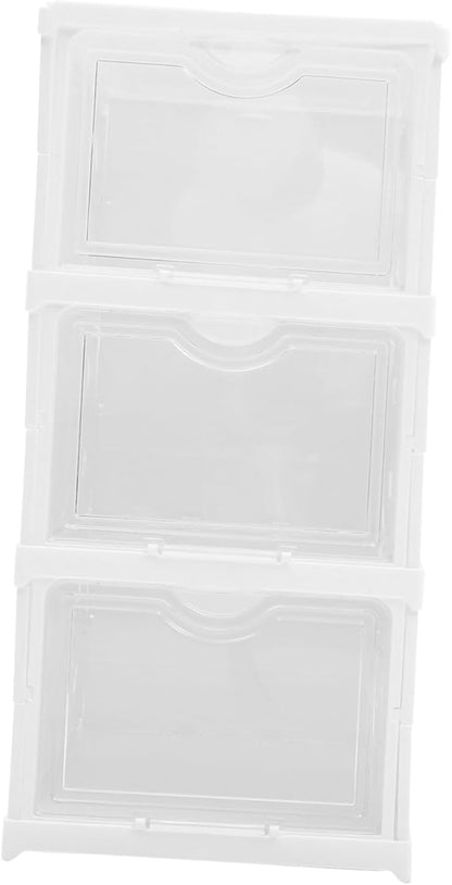 Healifty Sneaker Storage Box Foldable Stackable Shoe Boxes Entryway Shoe Organizer Storage Organizer