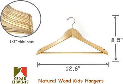 Kids Hangers (Natural Wood, Children Hangers 4T-10)