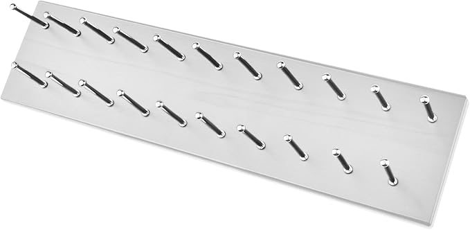 Tie Rack Wall Mounted, Wood Belt Hanger for Closet with 21 Chrome Hooks, Belt Storage Holder Organizer for Men Belts, Ties, Scarves, White