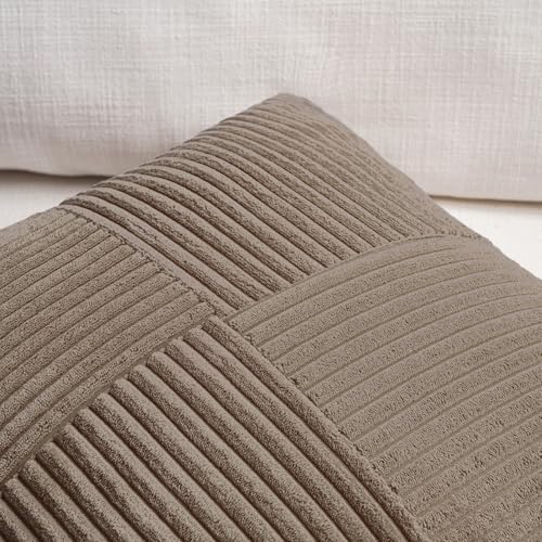 Fancy Homi Set of 2 Light Brown Lumbar Decorative Throw Pillow Covers 16x26 Inch for Living Room Bedroom Couch Bed Sofa, Soft Striped Corduroy Modern Rectangle Accent Cushion Case 65x40 cm - Image 3