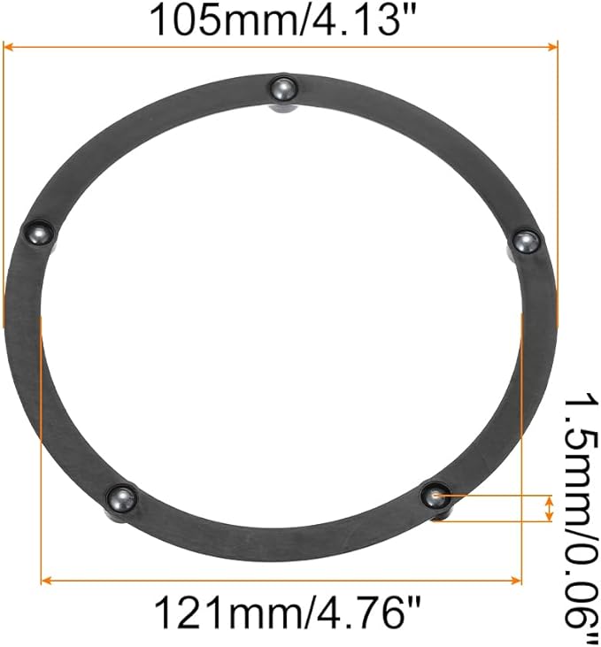 MECCANIXITY 5inch Rotating Swivel Stand with Steel Ball Bearings Annular Lazy Susan Base Turntable for Kitchen Corner Cabinets, 121 x 105mm Black Pack of 6