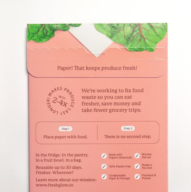 FRESHPAPER Keeps Fruits & Vegetables Fresh for 2-4x Longer, 16 Reusable Food Saver Sheets for Produce (2 Packs), Made in the USA