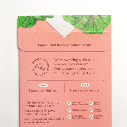 FRESHPAPER Keeps Fruits & Vegetables Fresh for 2-4x Longer, 16 Reusable Food Saver Sheets for Produce (2 Packs), Made in the USA