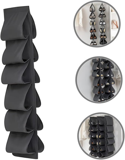 SOLUSTRE Double-Sided Closet Hanging Organizer Bag 12 Compartments for Clothes Towels Shoes -Saving Fabric Storage Solution for Bedroom and Home