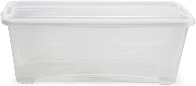 Life Story 6 Quart Small Rectangular Clear Plastic Lidded Storage Shoe Box for Home and Closet Organization, 4 Pack