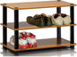 Furinno Turn-S-Tube 3-Tier Shoe Rack, Light Cherry/Black